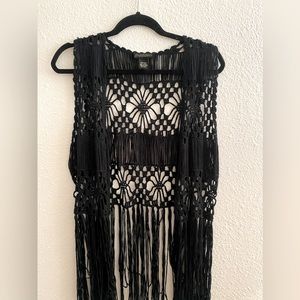 Crochet vest with fringe